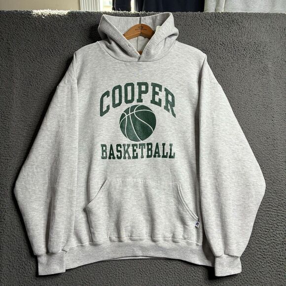 Vintage Y2K Russell Athletic Gray Blank Cotton Men’s Hoodie Size Large - Picture 1 of 14